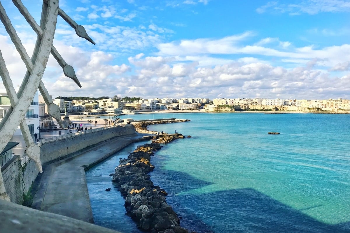 Otranto waterfront and clear blue water on the Adriatic coast