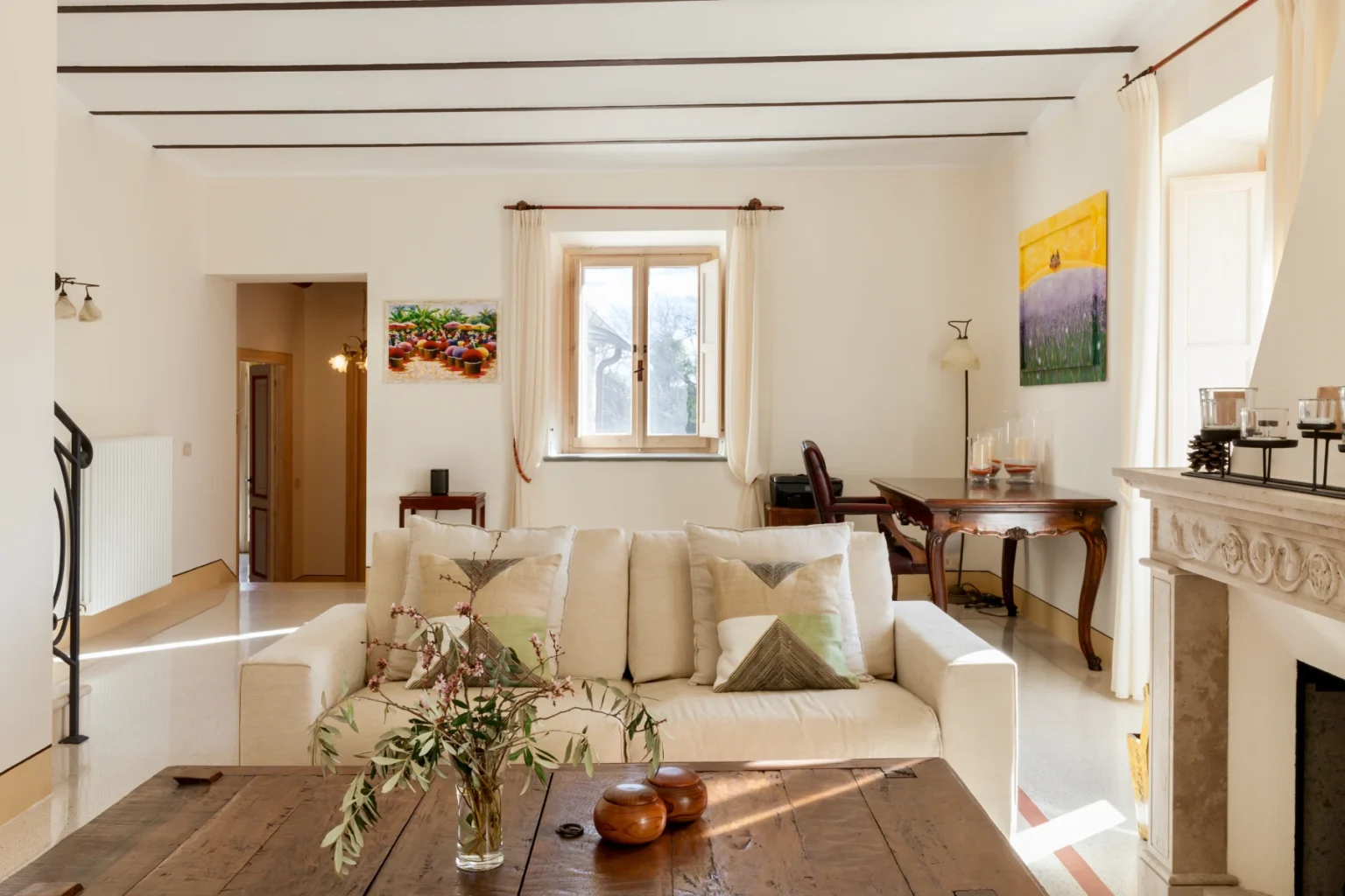 Bisenzio_Elegant_Farmhouse_Elegant_Lounge_Fireplace.webp | Only on SopranoVillas