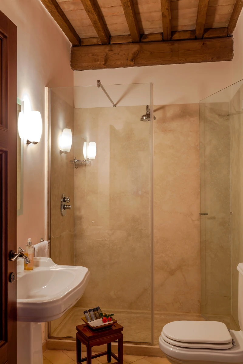 Bisenzio_Historic_Tower_Ensuite_Bathroom_Walk_In_Shower.webp | Only on SopranoVillas