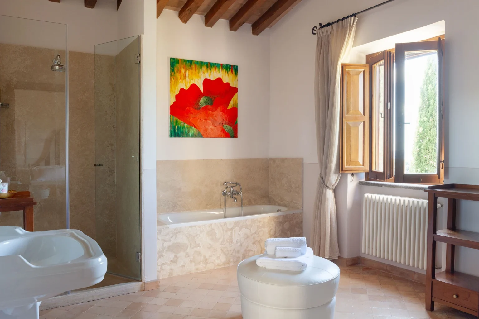 Bisenzio_Historic_Tower_Luxury_Bathroom_Bathtub_Walk_In_Shower.webp | Only on SopranoVillas