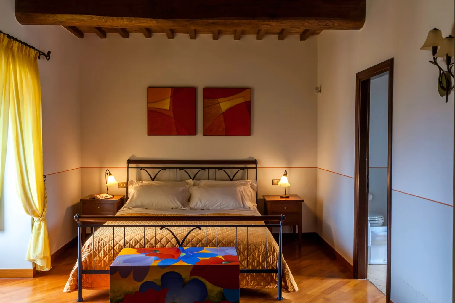 Bisenzio_Historic_Tower_Cozy_Double_Bedroom_Wooden_Beams.webp | Only on SopranoVillas