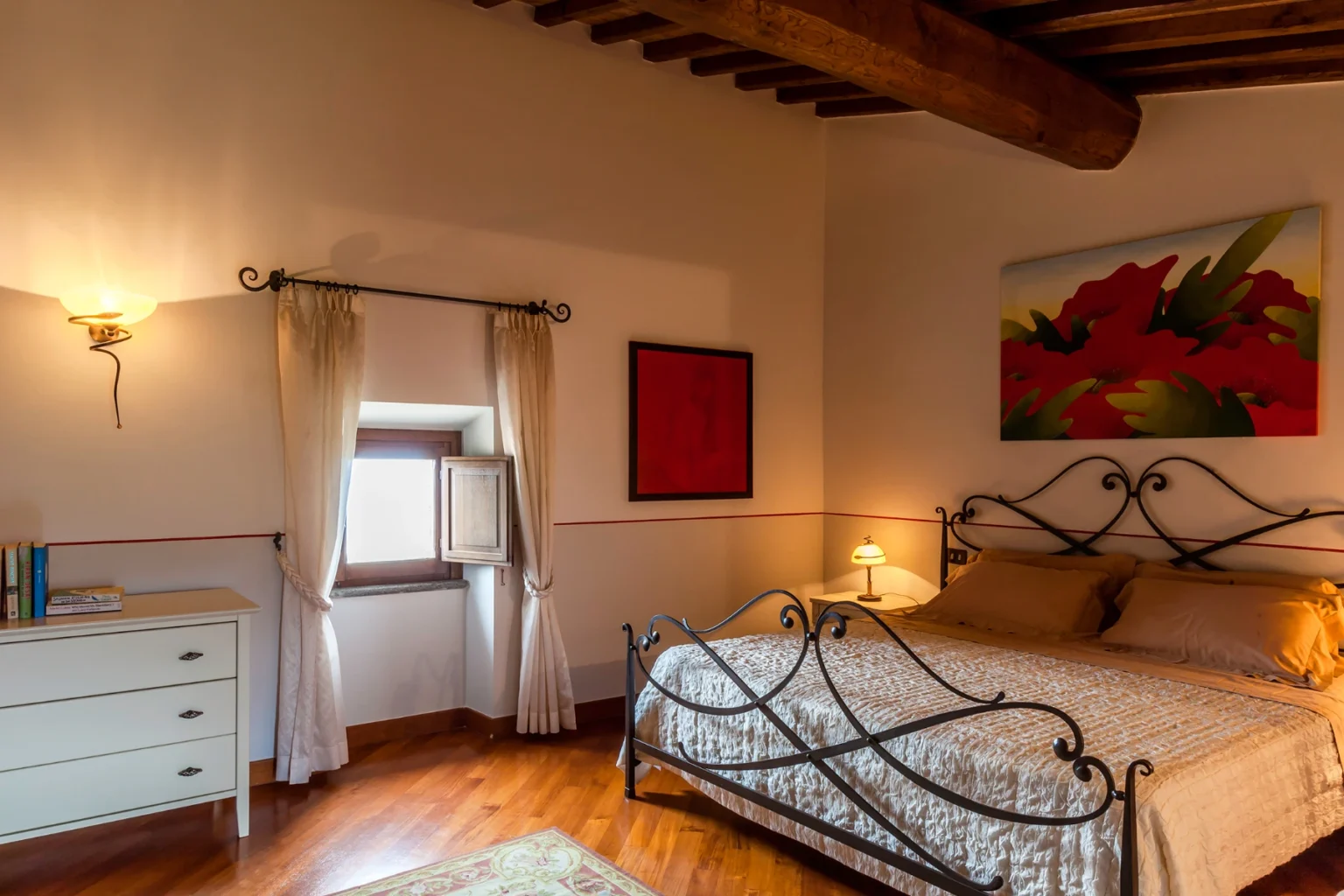 Bisenzio_Historic_Tower_Elegant_Double_Bedroom_Wrought_Iron_Bed.webp | Only on SopranoVillas